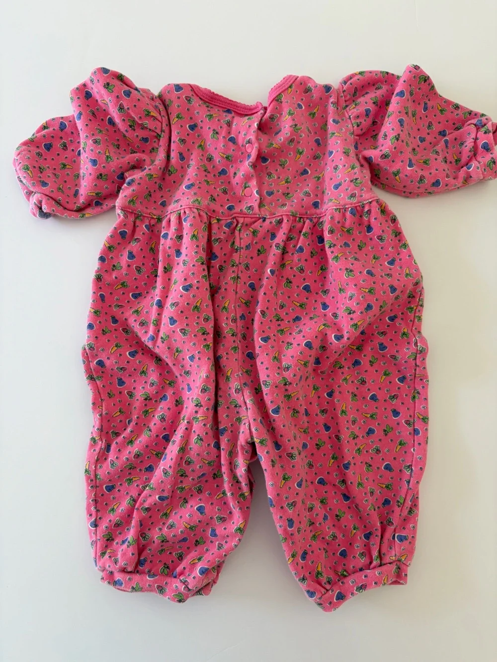 Vintage Carters Pink Garden Print Romper Baby Girl 9 Months 100% Cotton
